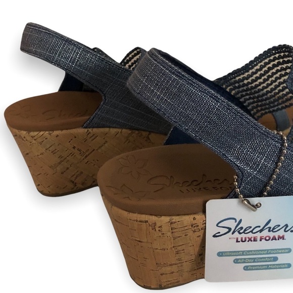 New Skechers High Tea Navy shoes - Picture 5 of 8